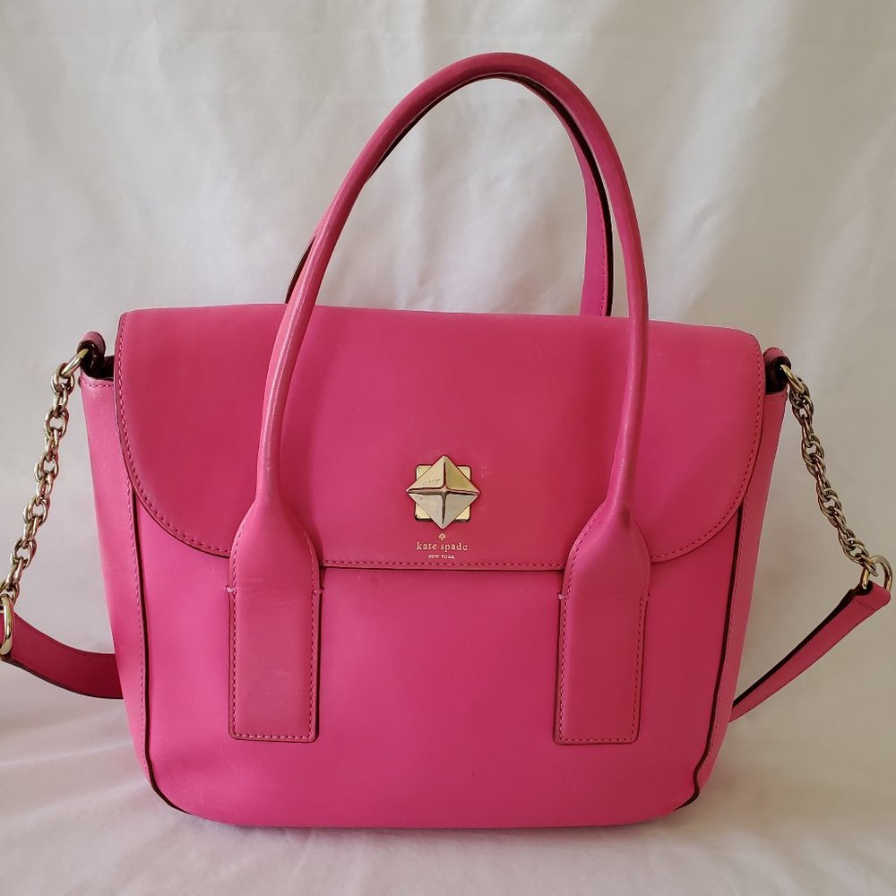 Kate Spade NY Bond Street Florence Flap Satchel in Pink Smooth Leather